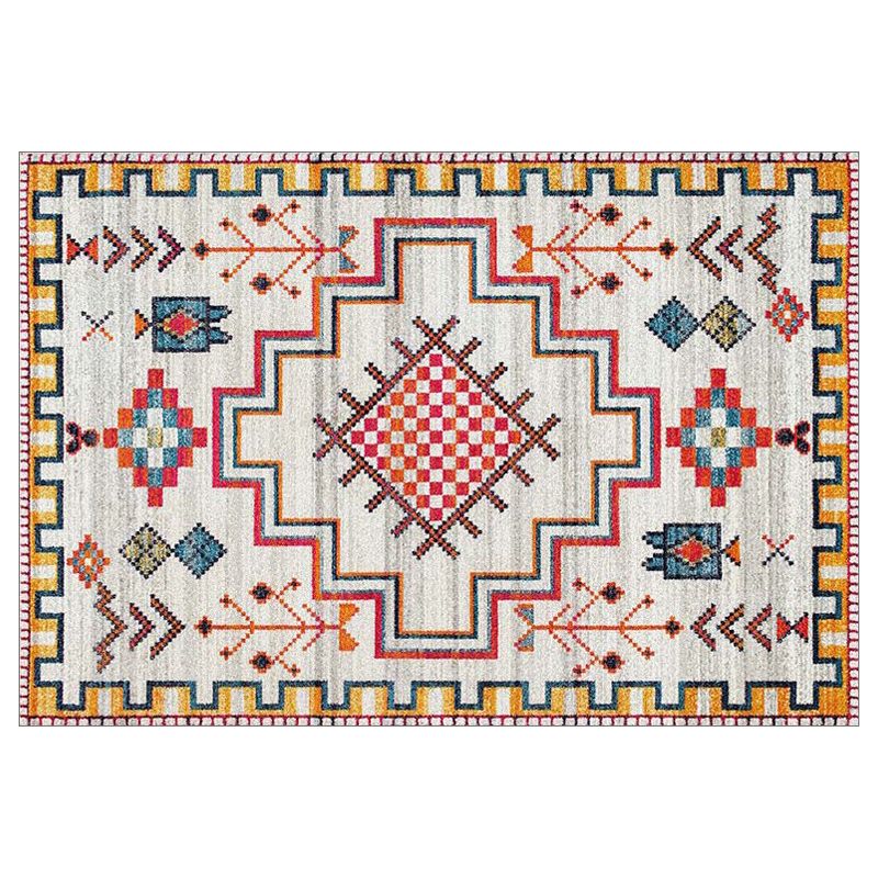 Multicolor Carpet Retro Tribal Symbols Area Rug Polyester Home Decor Rug with Anti-Slip Backing