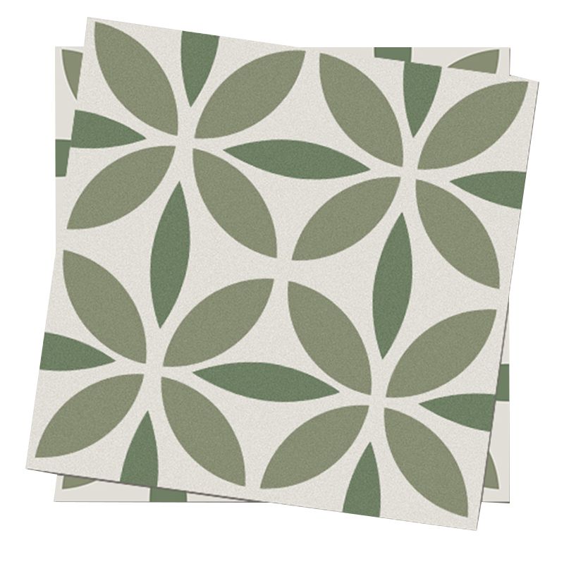 Indoor Vinyl Tile Flower Print Peel and Stick Waterproof Square Vinyl Tile