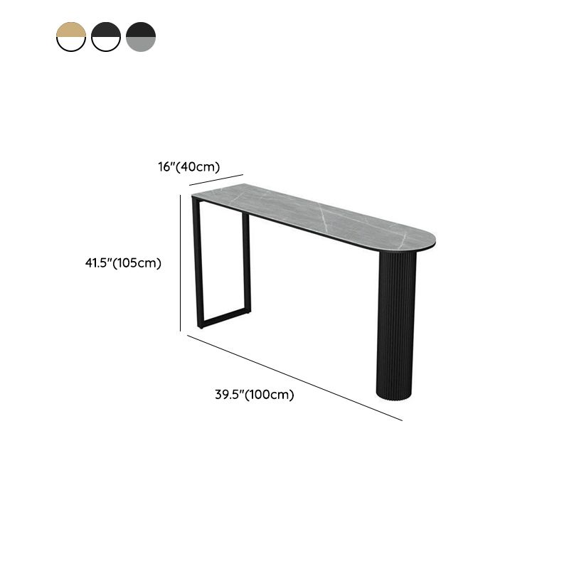 Rectangle Stone Bar Dining Table Bar Height Metal Base Bar Table