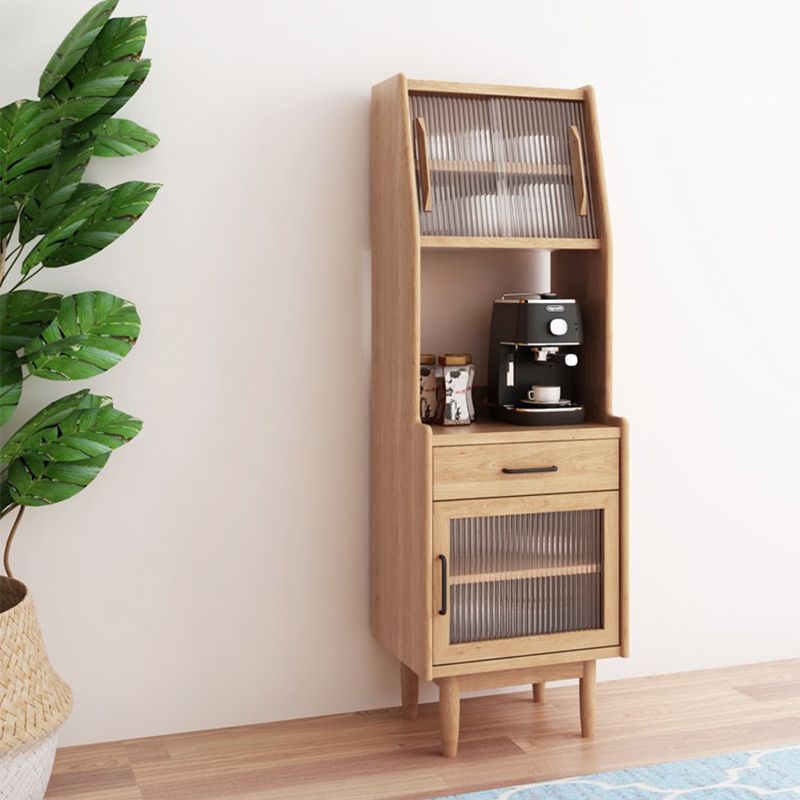 Pine Contemporary Storage Cabinet Glass Doors Dining Hutch with Drawers