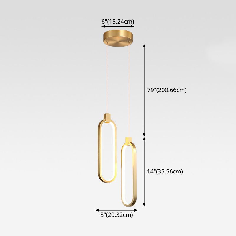 Minimalist Style LED Hanging Pendant Light Oval Pendant Light Kit with Metal Shade