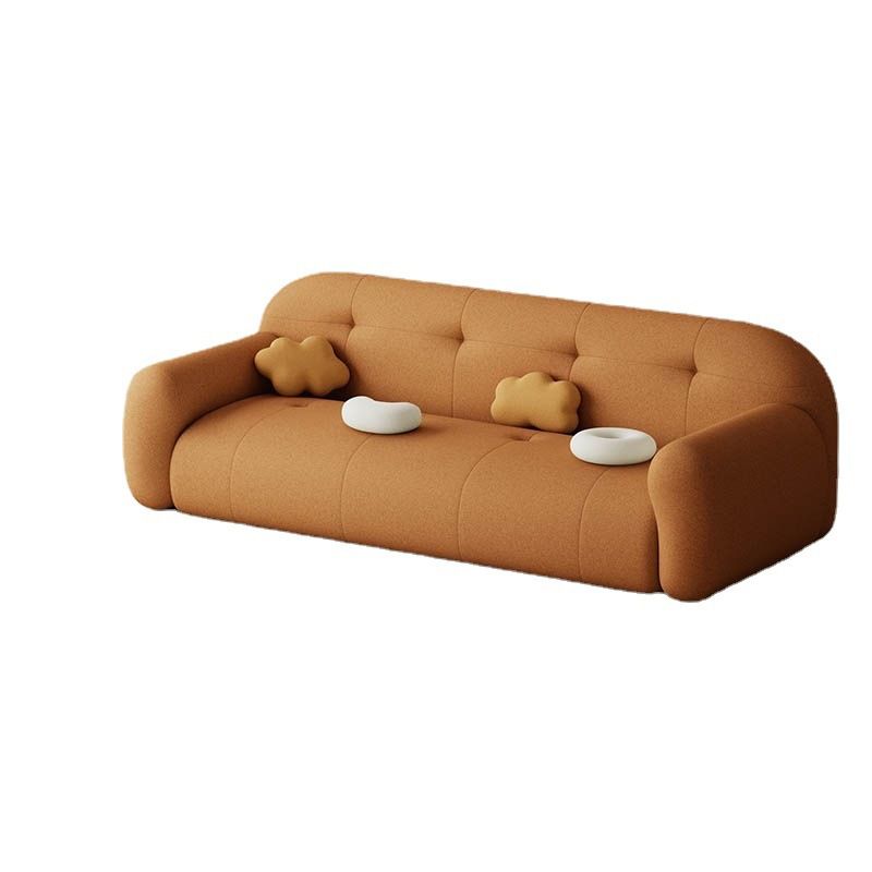 27.5" H Contemporary White/ Orange Faux Leather Tufted Square Arm Sofa