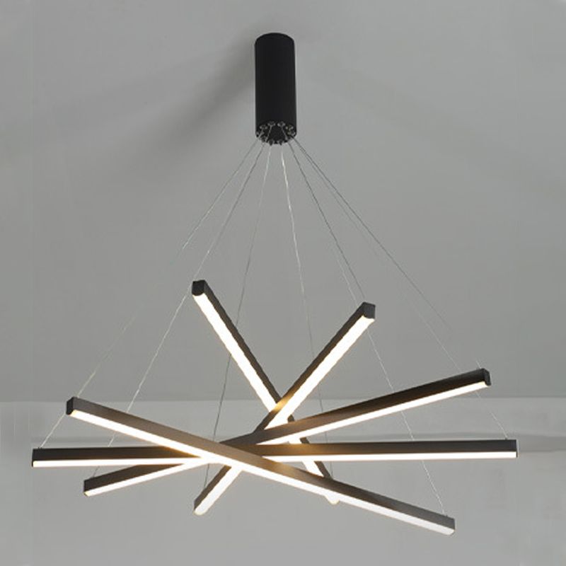 Modern Style Metal Hanging Light Fixtures Linear Multi Lights Suspension Light