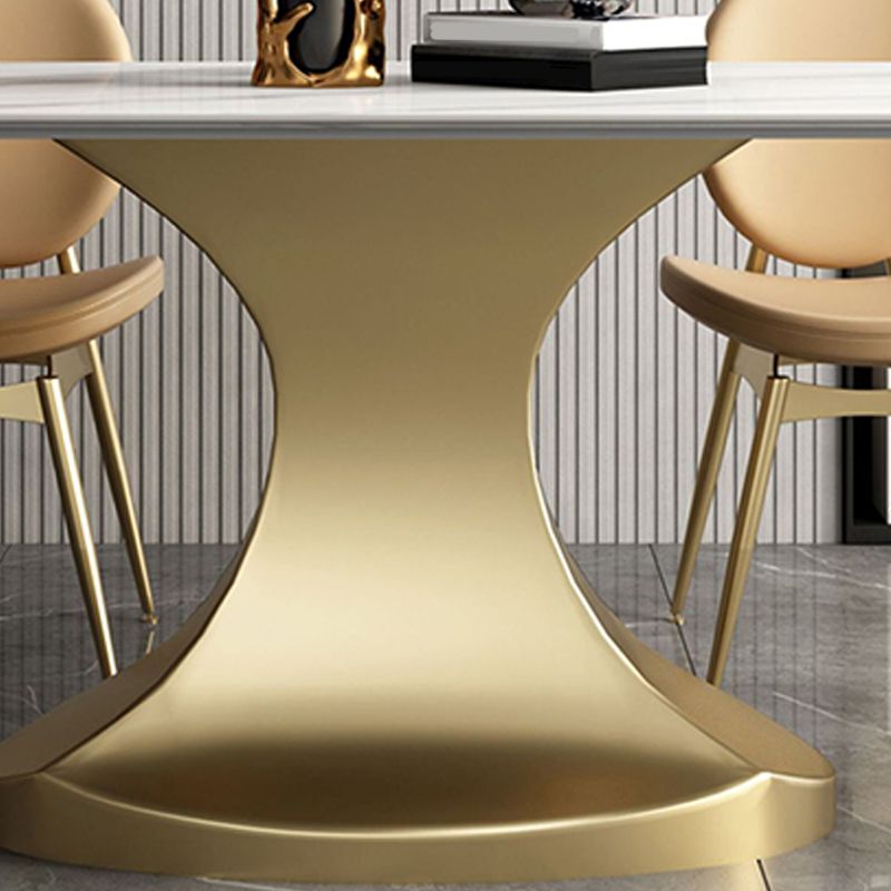 Traditional Luxury Table Metal Base Rectangle Pedestal Casual Dining Table for Home