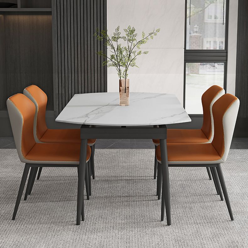 Modern Style Round 4 Legs Table Stone Dining Room Home Furniture with Drop-Leaf