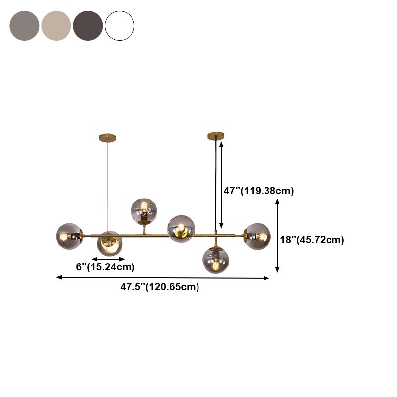 Modern Creative Style Pendant Lamp 6-Light Round Glass Island Light Fixture