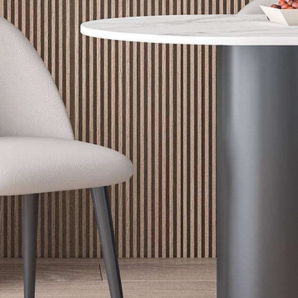 Metal Contemporary Free Form Dining Table Sintered Stone Table with Black Legs