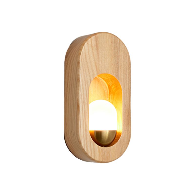 Modern Simple Wooden Wall Light Ellipse Shape Wall Lamp for Living Room