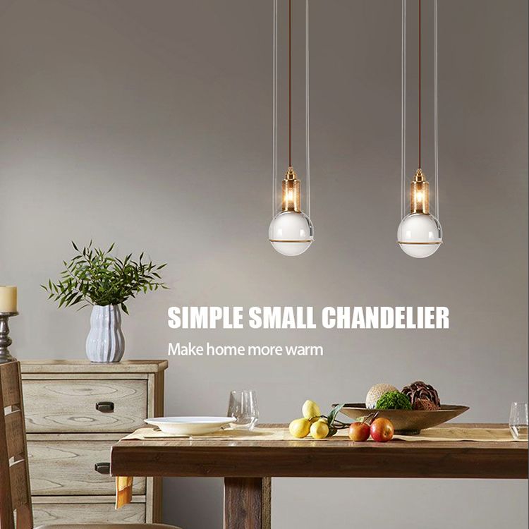 1 Light Pendant Light Modern Minimalist Globe Clear Crystal Shade Hanging Lamp for Living Room