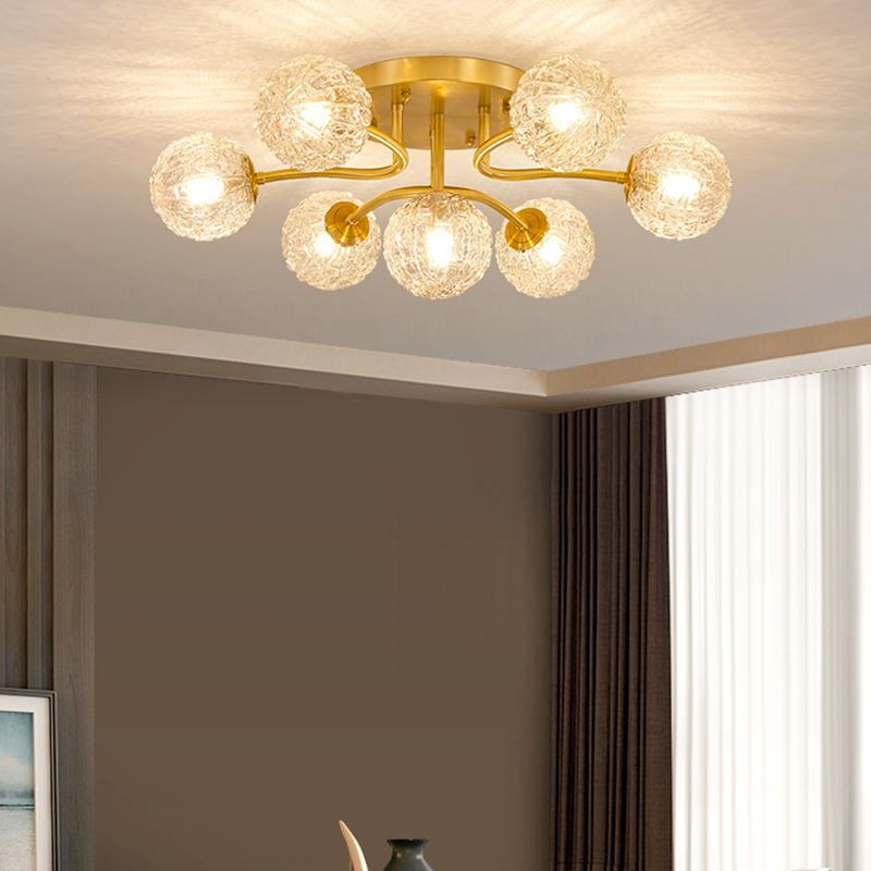 Ball Shape Glass Flush Light Modern Style Multi Lights Flush Mount Fixture