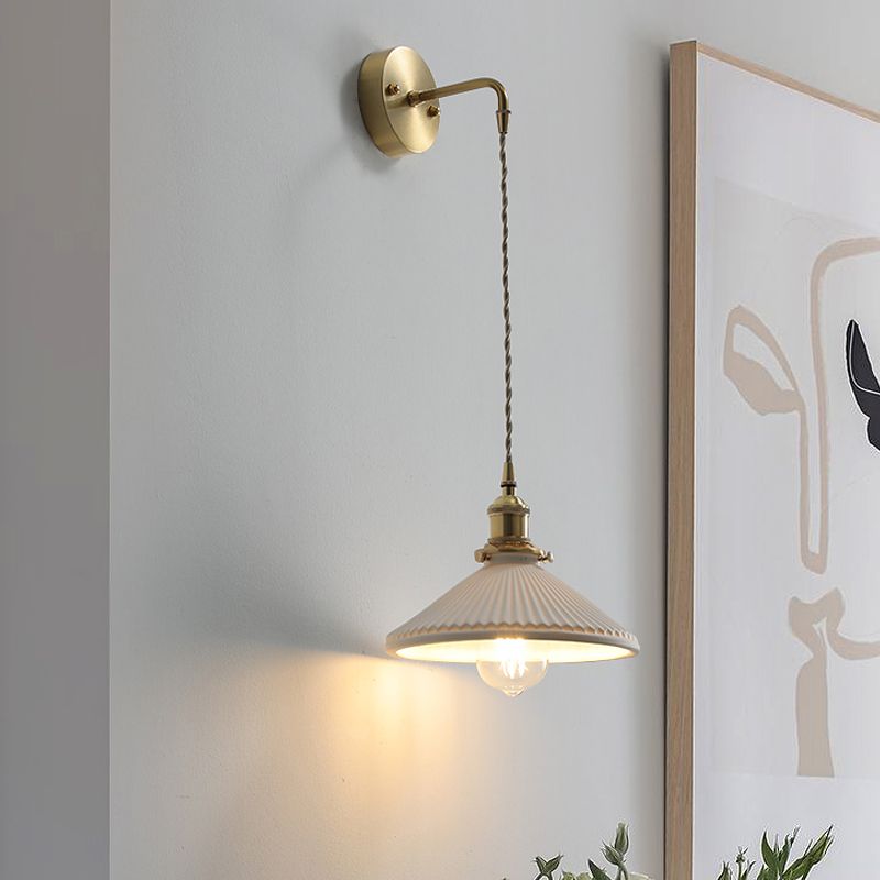 Modern Ceramic Wall Sconce Metal 1 Blub Wall Mounted Light Fixture for Living Room