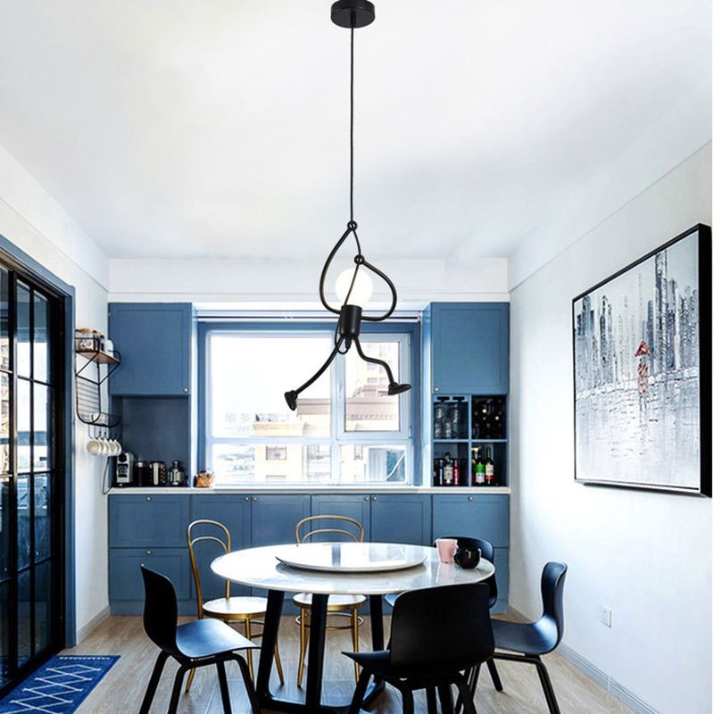 1-Light Pendant Ceiling Lights Industrial Metal Multi Pendant Light Fitting in Black