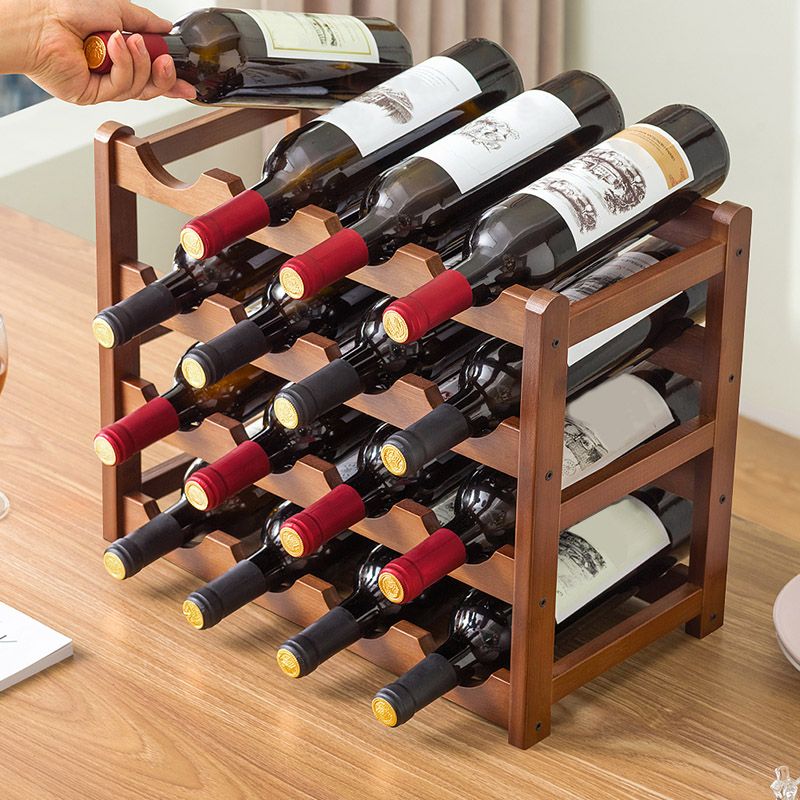 Countertop Wine Rack Wooden Wine Bottle Rack for Living Room