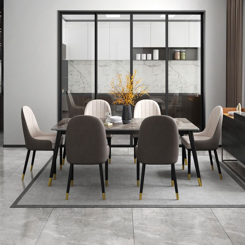 Glam Style 1/5/7 Pieces Dining Set with Stone Table Dining Furniture for Living Room