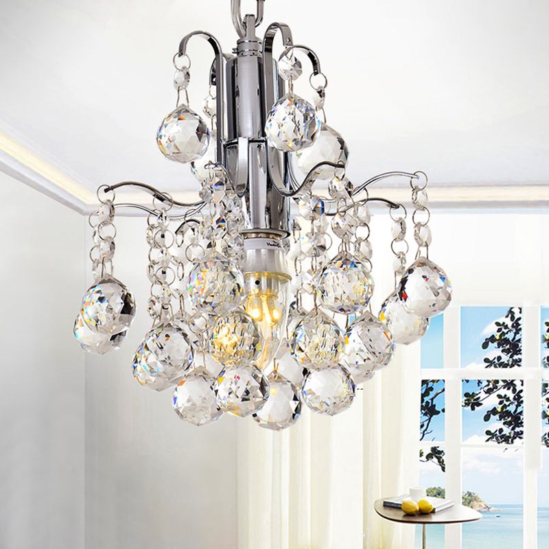 Kristallen bol gebogen arm kroonluchter chroom afwerking kale lamp kroonluchter