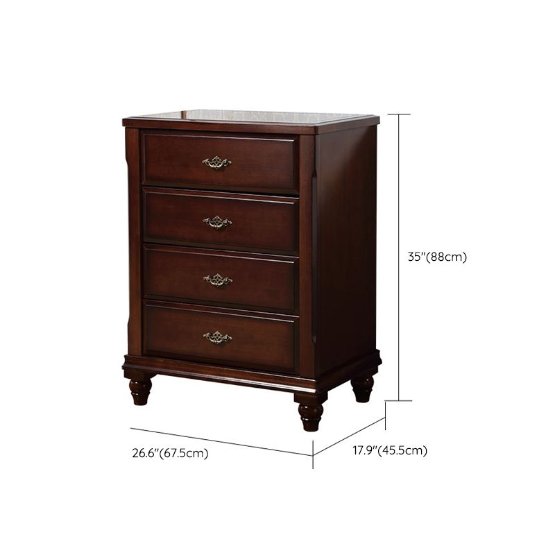 Traditional Wooden Bedroom Chest Vertical Storage Chest with Drawers