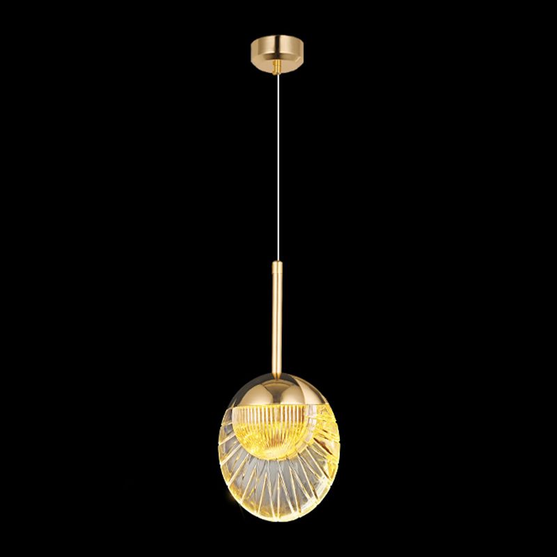 Round Shape Hanging Lights Modern Style Metal Hanging Light Fixtures in Gold