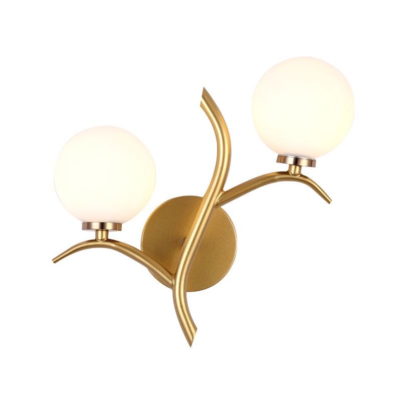Modern Style Globe Wall Light Glass 2 Light Sconces for Bedroom