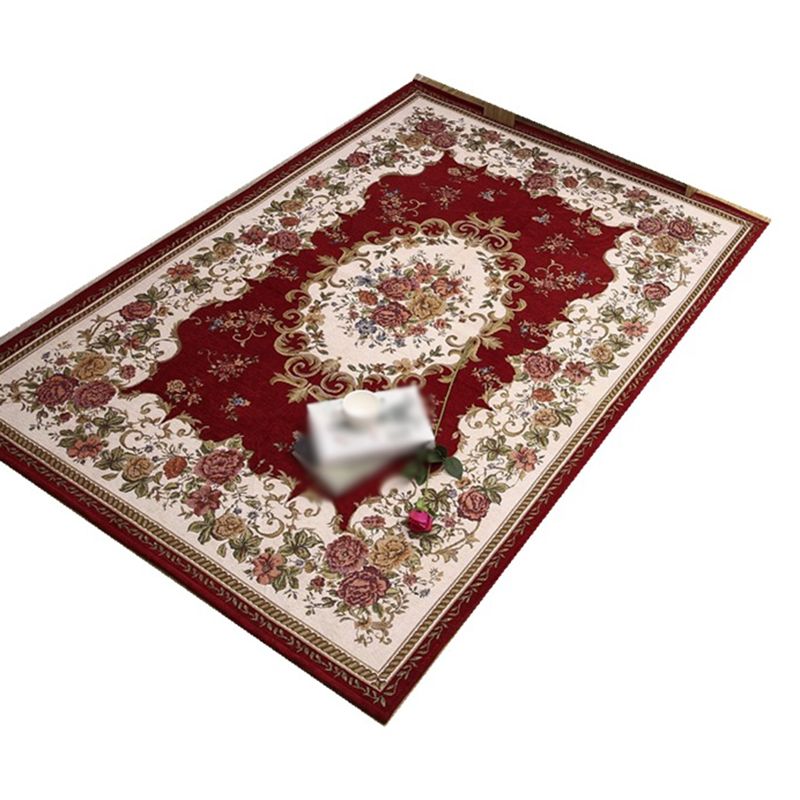Multicolored Traditional Rug Flower Print Gorgeous Carpet Anti-Slip Carpet for Living Room