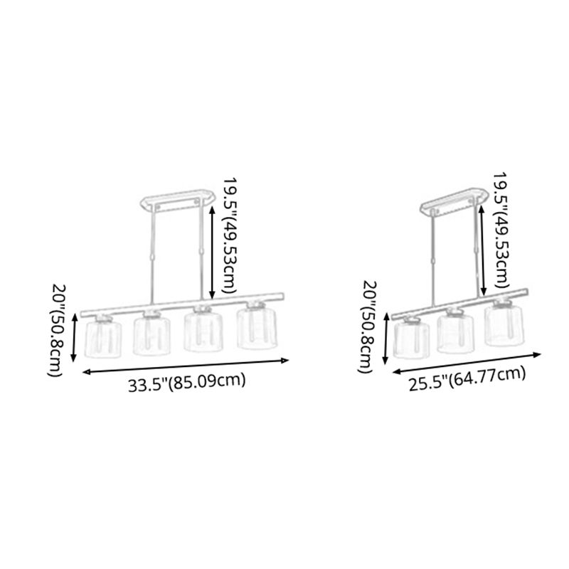 Cilíndrico de techo de la isla de vidrio lámparas de comedor industrial lámparas de la isla