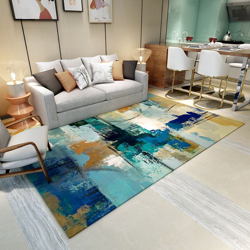 Contemporary Rug Abstract Pattern Basic Area Rug Polyester Anti-Slip Rug for Living Room