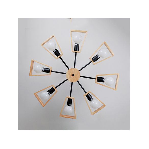 Moderner Sputnik Kronleuchter Anhänger Holz 3/5/8 Licht Schlafzimmer Hanging Lampe in Schwarz/Weiß