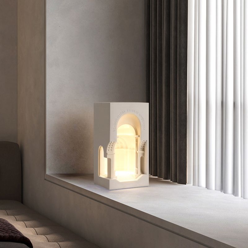 Geometric Wall Light Fixture Modern Stone 1 Light Wall Sconce in White