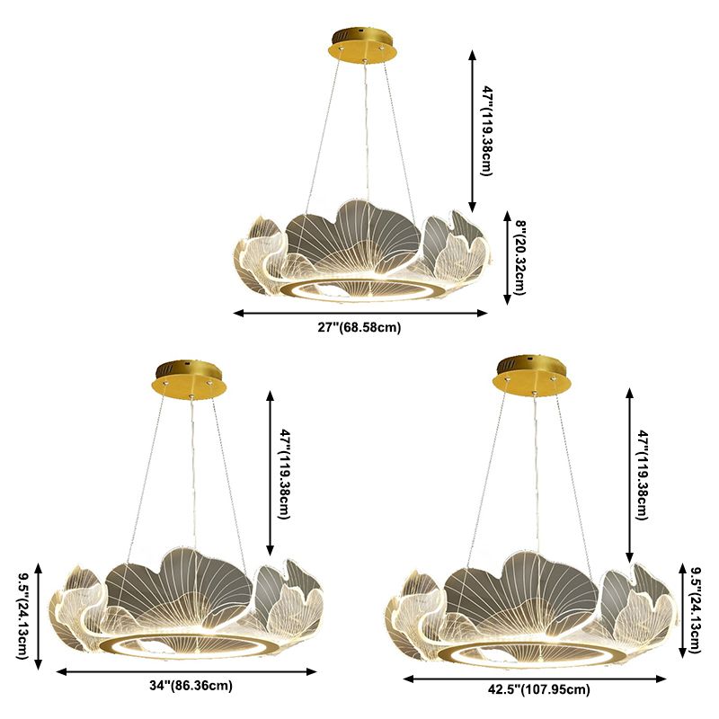 Anillo de metal acrílico accesorio de iluminación de lámpara posmoderna luz colgante para sala de estar