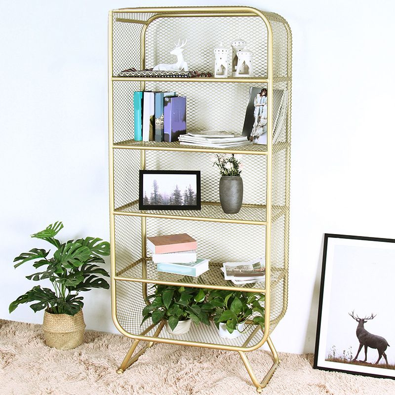 Iron Glam Book Shelf Shelves Included Bookcase Closed Back for Home Office