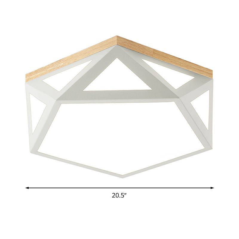 Modern Geometric Acrylic Flush Light 16.5"/20.5" W LED Gray/Green/White Ceiling Flush Mount for Bedroom, Warm/White/Natural/3 Color Light