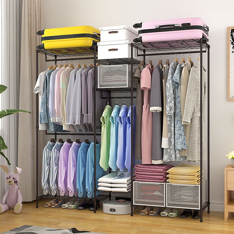 Black Contemporary Style Armoire Metal Steel Armoire for Bedroom