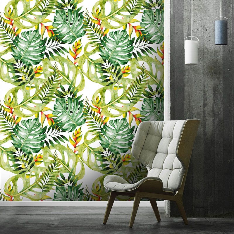 Modernism Palm Tree Wall Covering for Living Room, 29.1 sq ft. Wall Art in Green, Peel and Stick