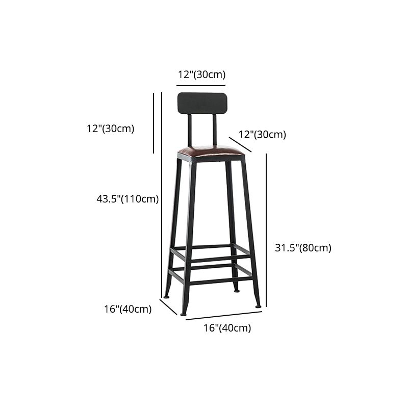 Industrial Leather Bar and Counter Stool Square Stool with 4 Legs