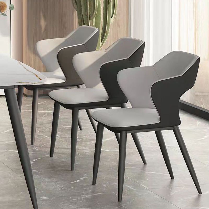 Faux Leather Modern Indoor Side Chair Matte Finish Open Back Dining Chair