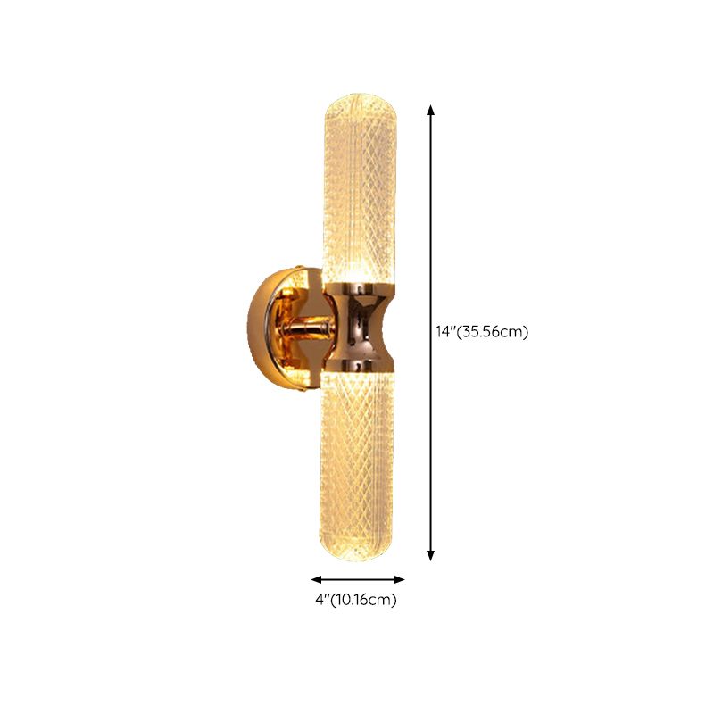 Black / Gold 1 - Light Wall Light Solid Brass and Acrylic Cylinder Wall Fixture