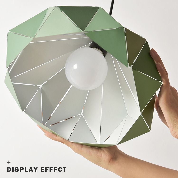 Geometric Shape Metal Hanging Lamp Nordic Macaroon Style 1-Light Pendant for Kitchen Bedroom