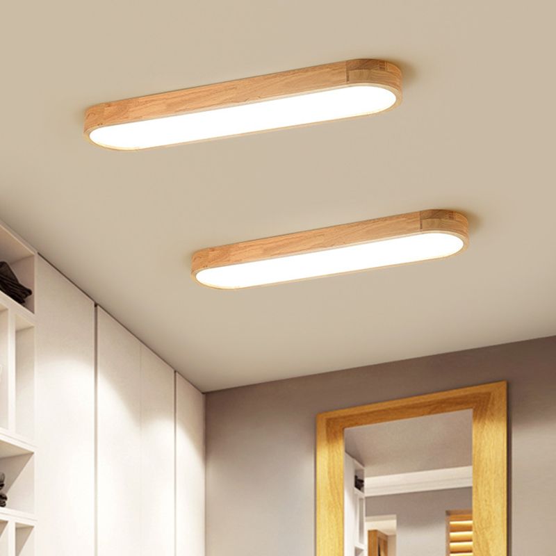 Lámpara de techo ovalada de estilo Simple y moderno, luz LED de madera empotrada para sala de estar