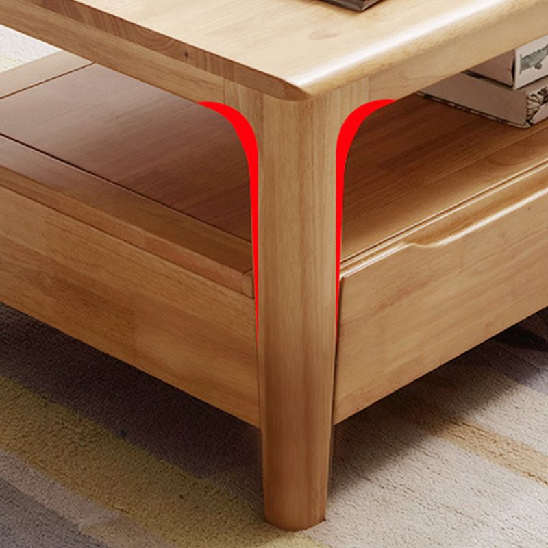 Contemporary 4 Legs Solid Wood with Drawer Rectangular/Square Coffee Table