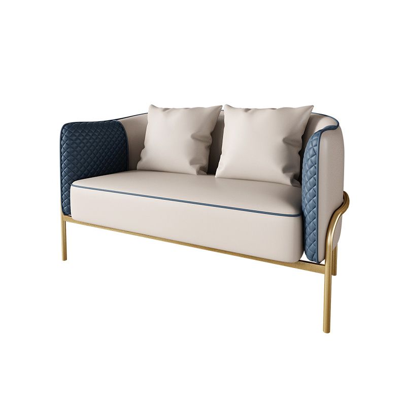 Modern Faux Leather Sofa with Pillow Back for Living Room Sofa