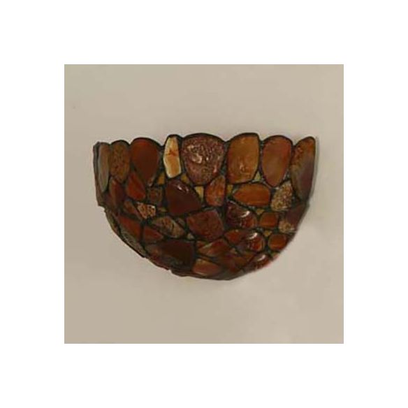 Stained Glass Bowl Wall Mount Light with Stone Design Country Style 2 Lights Wall Sconce for Bedroom