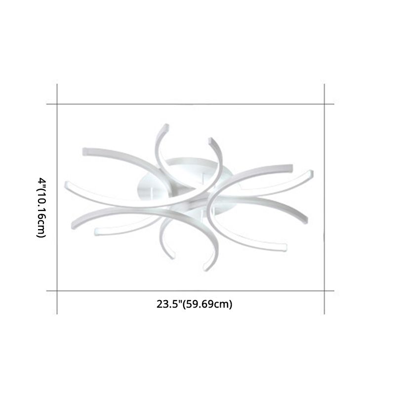 Plafonnier encastré à pétales blancs Lustre de plafond encastré en métal contemporain à LED