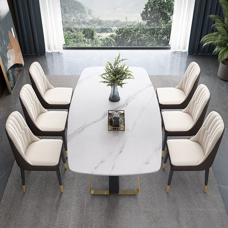 Mesa de comedor de piedra sinterizada de lujo Mesa de cocina rectangular con pedestal doble