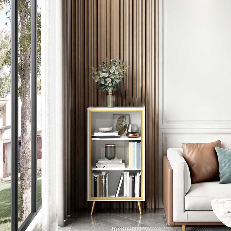 Glam Engineered Wood Bookcase Standard Closed Back Bookshelf with Cabinets