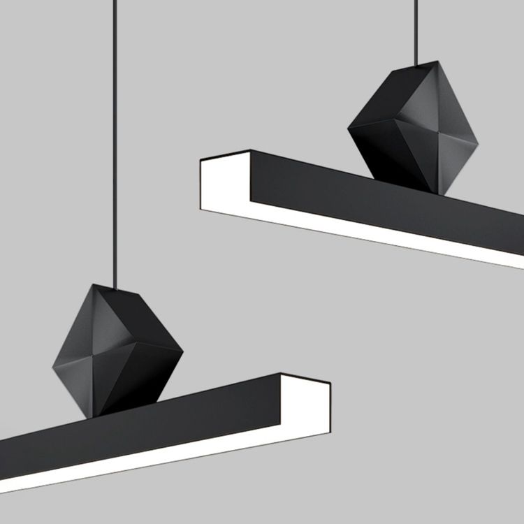 Modern Kitchen Pendant Light Linear Metal Single Light Island Ceiling Light in Black