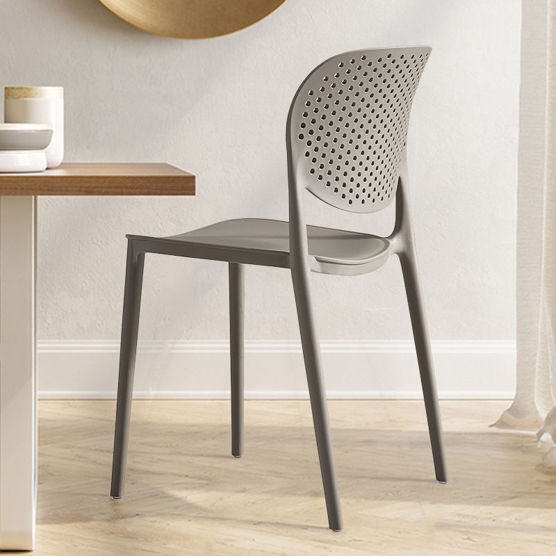 Indoor-Outdoor Plastic Dining Chair Open Back Stacking Side Chair