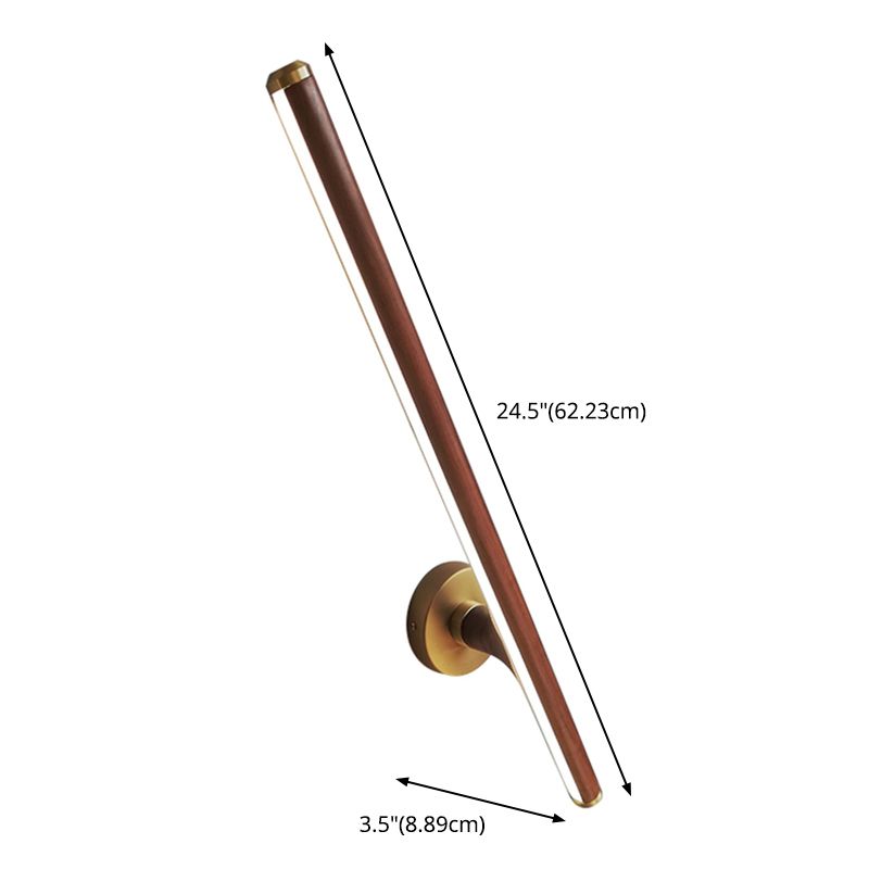 Lampada da parete a parete in legno contemporanea a 1 luci a parete a parete lineare per camera da letto