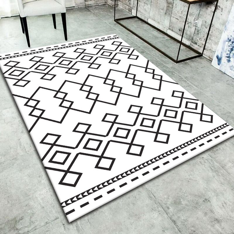 Simple Living Room Rug Multi Color Geometric Print Indoor Rug Non-Slip Backing Pet Friendly Area Carpet
