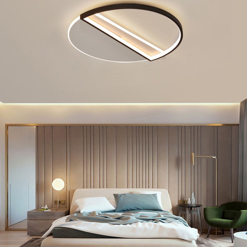 20,5" breite versetzte Halbkreis-Kreativschlafzimmerbeleuchtungskörper-Minimalismus-LED-Deckenleuchte im nordischen Stil in Schwarz