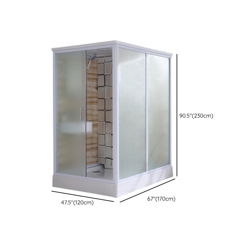 Single Sliding Frosted Glass Shower Enclosure Framed Shower Enclosure in White