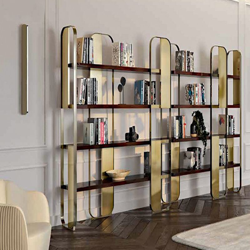 Contemporary Metal Bookshelf Standard Open Back Bookcase with Shelves